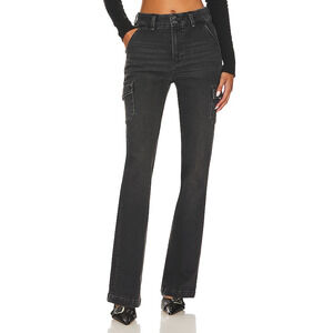 Paige 'Dion' Black Straight Cargo Denim Jean Size 28